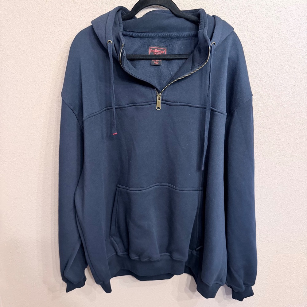 FiveBrother Navy Blue Quarter Zip Fleece Hoodie Workwear 8501.40R 2XL-R NWT